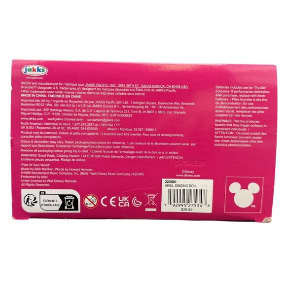 Disney Jakks Singing Ariel Doll With Light-Up Tail & Flounder Purple/Green Color - Picture 7 of 7